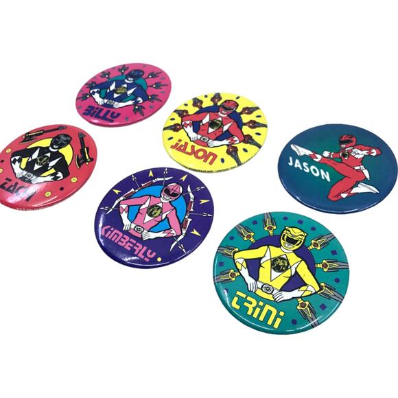 Mighty Morphin Power Rangers Vintage 1994 Lapel Pins [Set of 6] - Picture 2 of 7